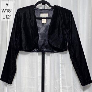 Vintage Scott McClintock Black Velvet Bolero Jacket Cropped Open Front Size 5